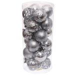 Новогодние шары 8 см (набор 24 шт) «Фактурный микс», серебро