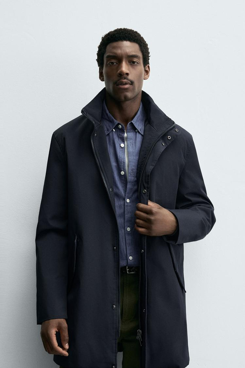 ZARA ПАРКА ИЗ ВЫСОКОТЕХНОЛОГИЧНОЙ ТКАНИ WATER REPELLENT СО СЪЕМНЫМИ ДЕТАЛЯМИ, МОРСКОЙ СИНИЙ