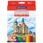 Карандаши цветные мягкие BRAUBERG АКАДЕМИЯ, 36 цветов, шестигранные, грифель 3 мм, 181867