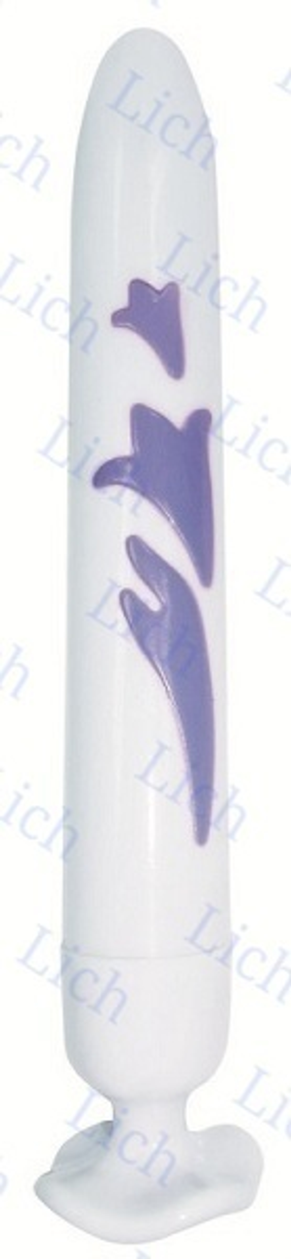 Белый вибратор с голубыми цветами