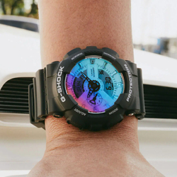 CASIO Men Liquid Crystal/Analog Dual Display Series 55mm Blue Watch GA-110SR-1ADR