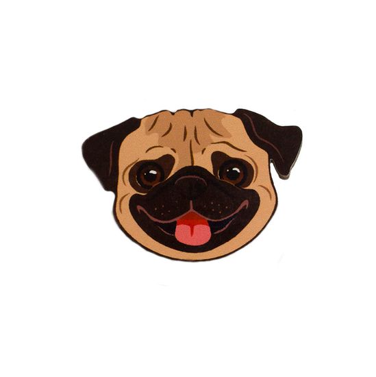 Деревянный значок. Голова Мопса
