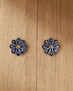 ZARA HOME НАБОР МЕБЕЛЬНЫХ РУЧЕК ИЗ КЕРАМИКИ «ЦВЕТОК» (2 ШТ.), СИНИЙ