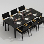 Обеденная группа Ideal Patio ДОЛЛА БОНТА каркас карбон, стол алюминий 220, ткань черная