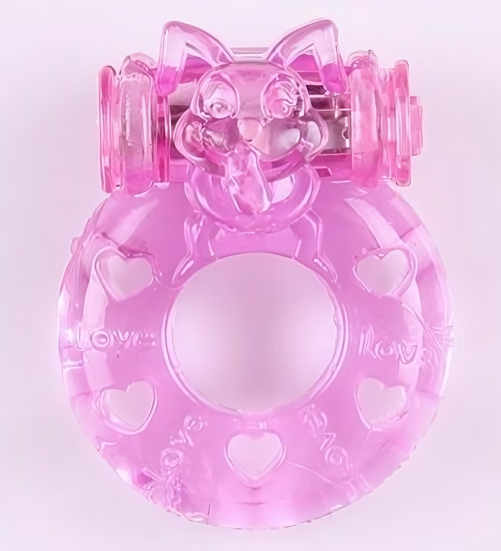 Розовое виброкольцо Задорный кролик (Цвет: розовый)