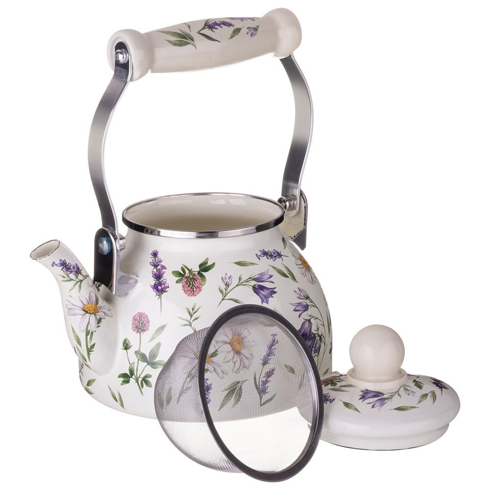 ЧАЙНИК AGNESS ЭМАЛИРОВАННЫЙ СО СЪЕМНЫМ ФИЛЬТРОМ ИЗ НЖС СЕРИЯ "FLOWER STORY", 1,1 Л