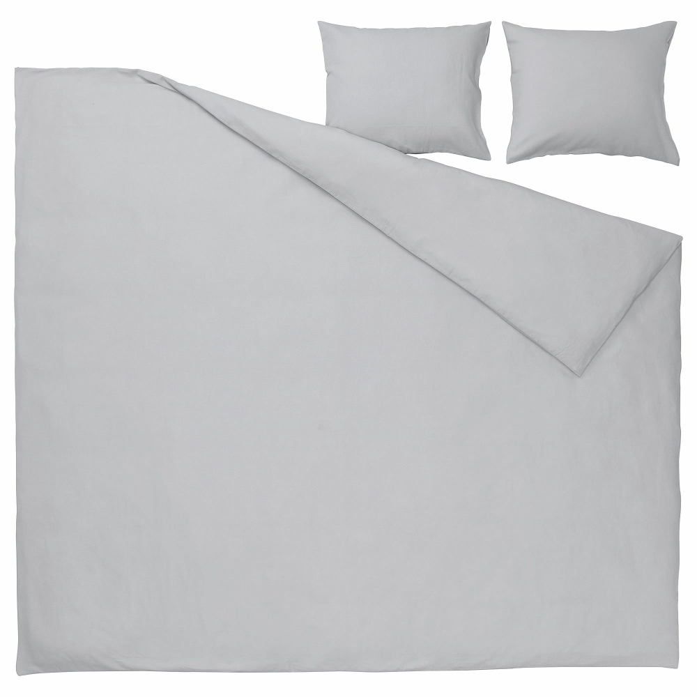 Комплект постельного белья IKEA NATTSVARMARE (НАТТСВАРМАРЕ), Двуспальный, Серый, 240x220, 50x80 см