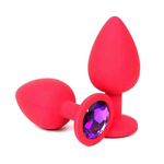 Анальная втулка красная с кристаллом Large фиолетовый 9 см