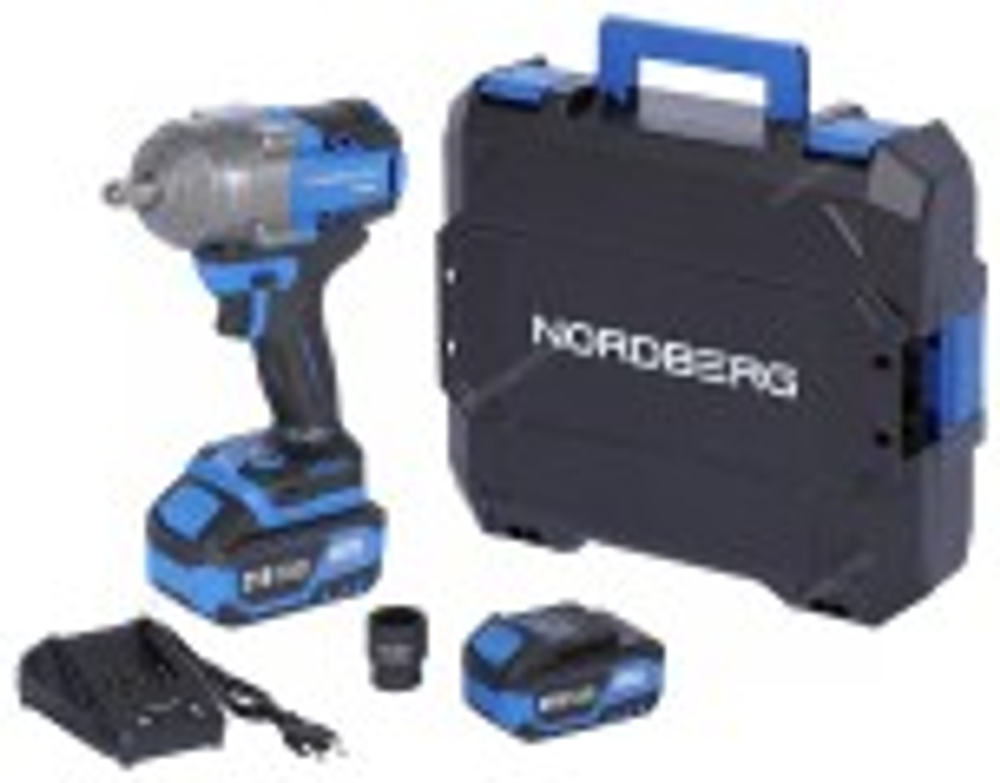Гайковерт аккумуляторный NORDBERG NE805K 21В, 1000 Нм, два 4A аккум. и зар. уст., в кейсе
