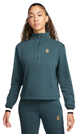 Женская Кофта теннисная Nike Court Dri-Fit Heritage Fleece - зеленый