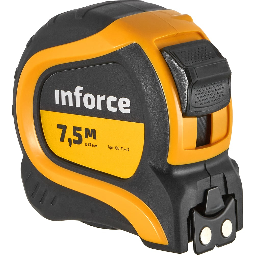 Измерительная рулетка с нейлоновой лентой и магнитным зацепом 7.5x27мм Inforce 06-11-47