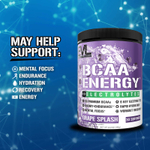 EVLution Nutrition, BCAA Energy Plus, электролиты, со вкусом винограда, 345 г (12,2 унции)