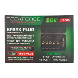 Набор метчиков и плашек для восстановления резьбы, 16пр RockFORCE RF-17580