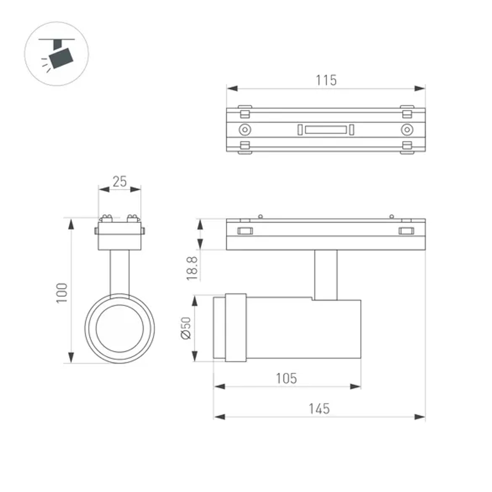 Светильник MAG-VIBE-SPOT-ZOOM-R47-10W Warm3000 (BK, 20-55 deg, 48V) (Arlight, IP20 Металл, 5 лет) 044483