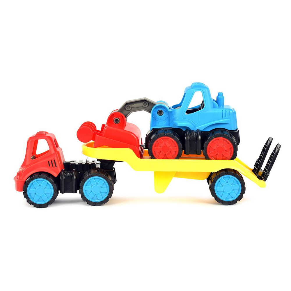 Пластмассовая игрушечная машина Toy Bibib "Эвакуатор с погрузчиком" (35*12*19 см), сетка