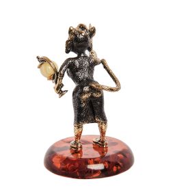 Народные промыслы AM-1074 Фигурка «Кошка Учительница» (латунь, янтарь)