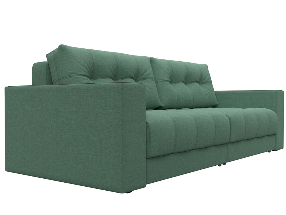 Диван прямой с декором Лига-049 НПБ, Амур 11 РОГОЖКА зеленый