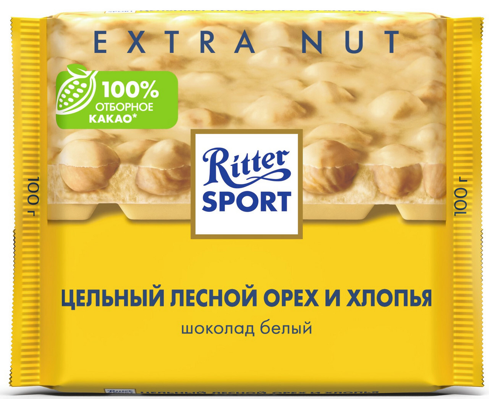 Ritter Sport цельный лесной орех и хлопья белый шоколад 100 гр.