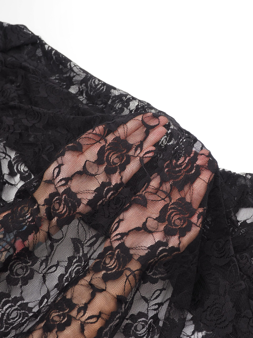 Гипюр эластичный тонкий черный ширина 150 см