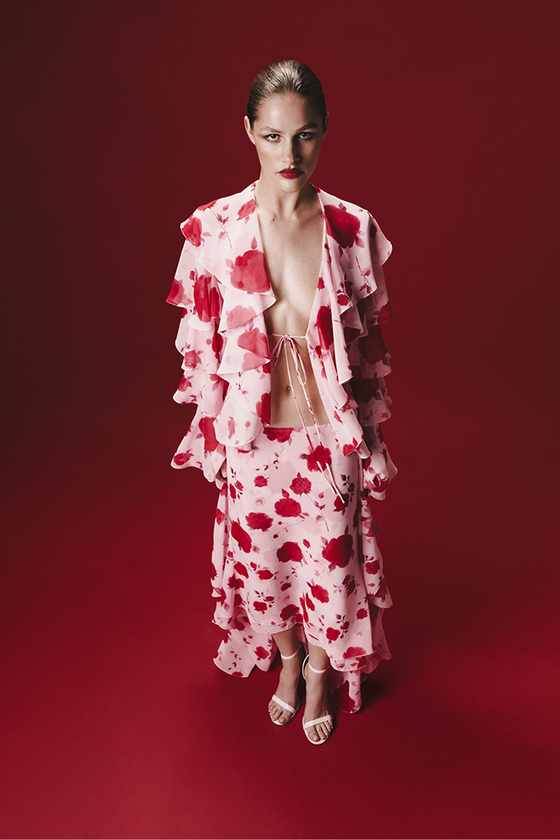 Двухслойная юбка макси из шифона с цветочным принтом