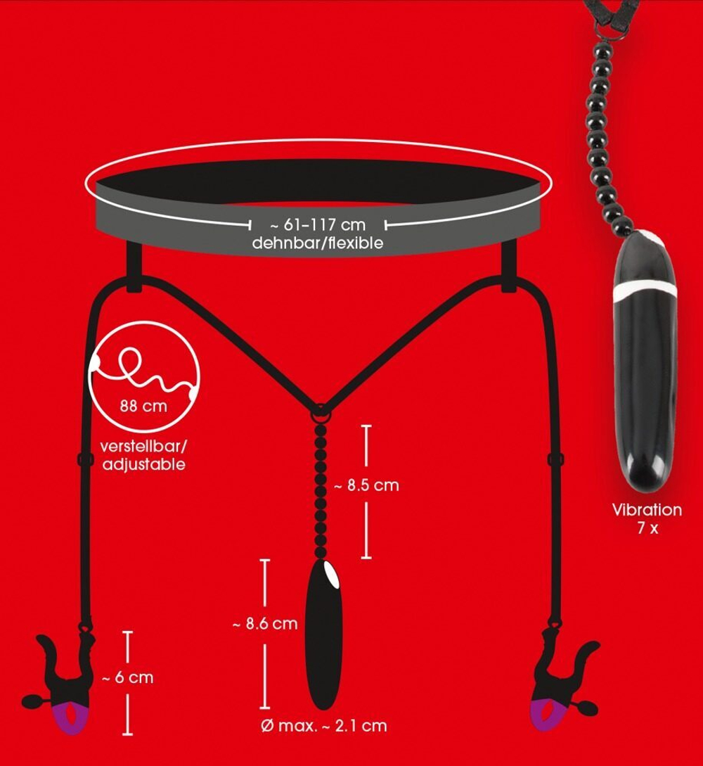 Женские вибростринги с зажимами для половых губ Spreader String with Vibrator