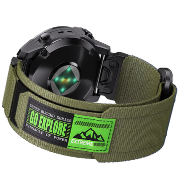 Нейлоновый ремешок 26 мм для Garmin (циферблат 51мм) QuickFit на липучке (Хаки)