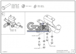 Фаркоп оцинкованный Galia V076A для Volkswagen Amarok 2010-(паспорт и сертификат в комплекте)(без электрики)