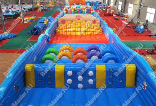 Коммерческая надувная полоса препятствий "Солнечная" 43,5*6*5,5 м