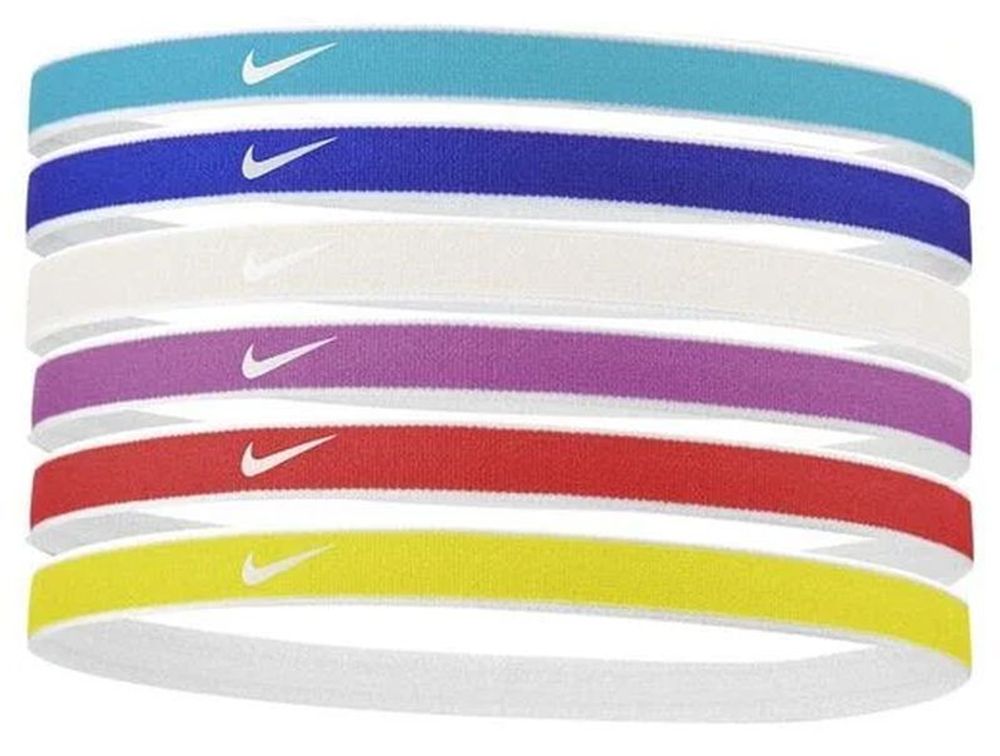 Резинка на голову Nike Tipped Swoosh Sport Headbands 6P - baltic blue/hyper royal/photon dust