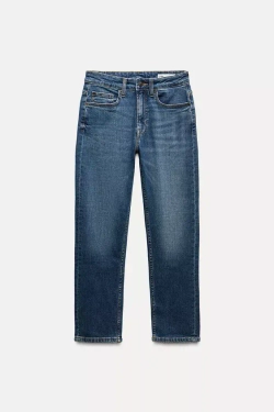 ZARA ДЖИНСЫ СВОБОДНОГО КРОЯ ИЗ КОЛЛЕКЦИИ ZW С СРЕДНЕЙ ПОСАДКОЙ, СИНИЙ