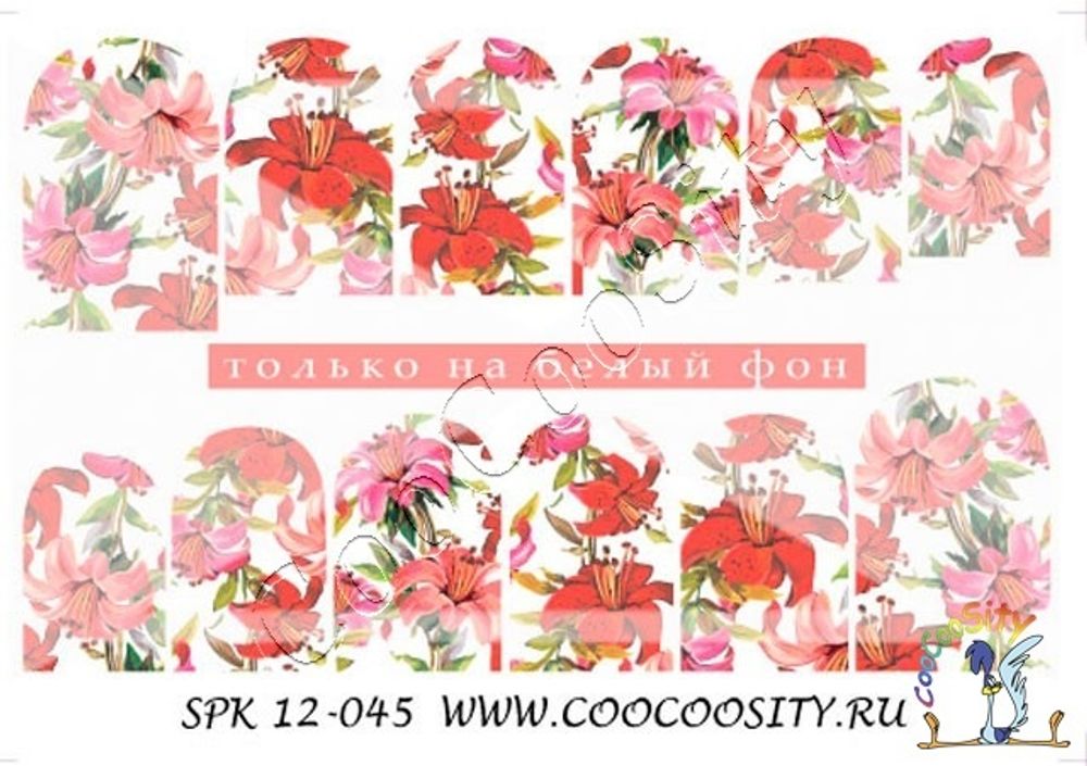 Слайдер-дизайн для ногтей Цветы SPK12-045