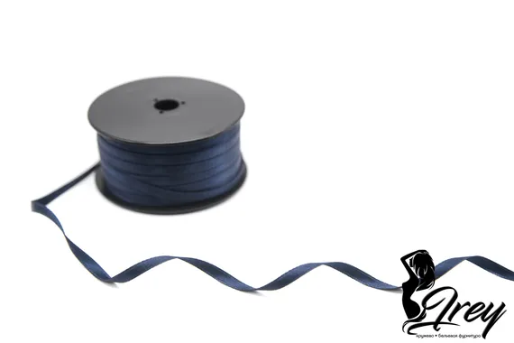 Лента атласная, 6 мм, темно-синий 061