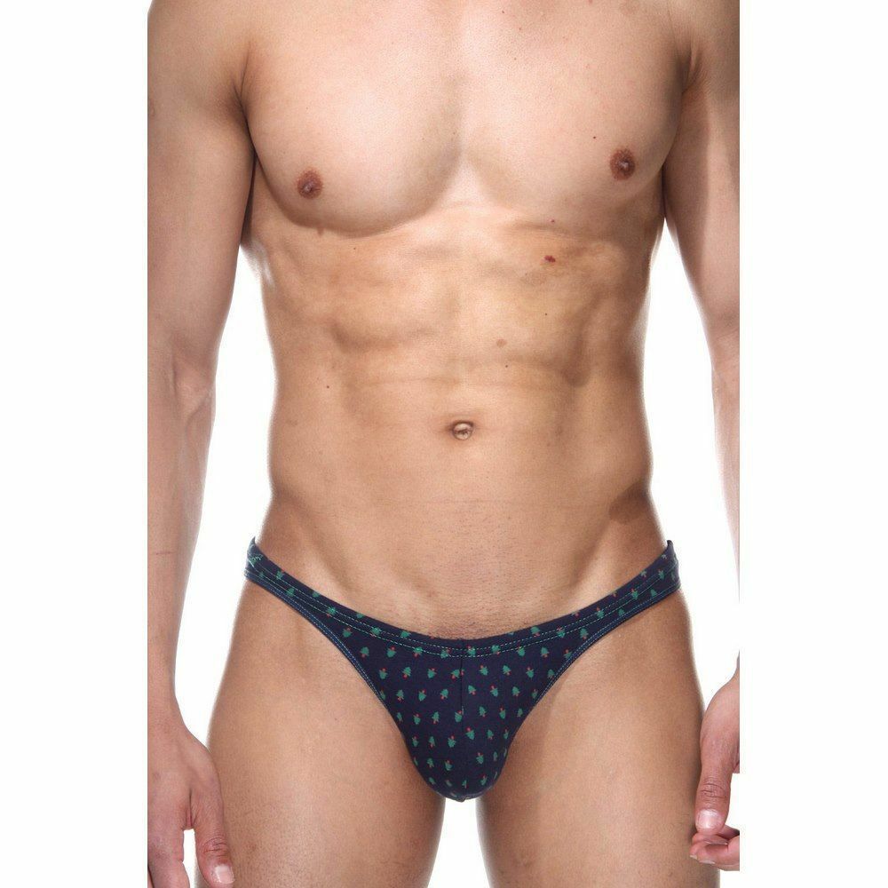 Трусы мужские стринги синие  в елочку  DARKZONE Christmas DZN6625