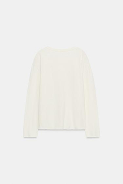 ZARA ФУТБОЛКА В СТИЛЕ РУСТИК С ВОРОТНИКОМ НА ПУГОВИЦАХ, ЭКРЮ