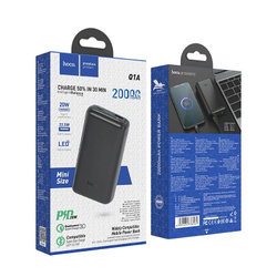 Аккумулятор внешний универсальный Hoco Q1A 20000 mAh Kraft compatible PD+QC3.0 power bank (USB:5V-3.0A Max) 20W Черный