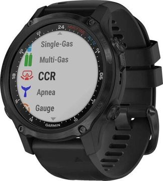 Умные часы - дайвинг компьютер Garmin Descent MK2s угольно-серый корпус с DLC-покрытием, черный силиконовый ремешок