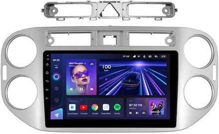 Магнитола для Volkswagen Tiguan 1 2007-2011, Golf Plus (аварийка треугольная, рамка серебро) - Teyes CC3 Android 10, ТОП процессор, 4/32 Гб, CarPlay, SIM-слот