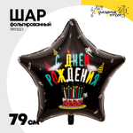 Шар Фольгированный Торт со свечками (Черный)