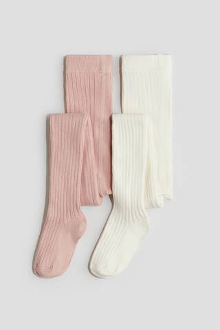 H&M Набор трикотажных колготок, розовый/белый