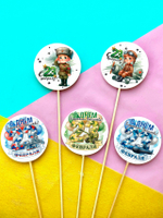 Медальки из шоколадной глазури на палочке в асс-те (23 февраля)