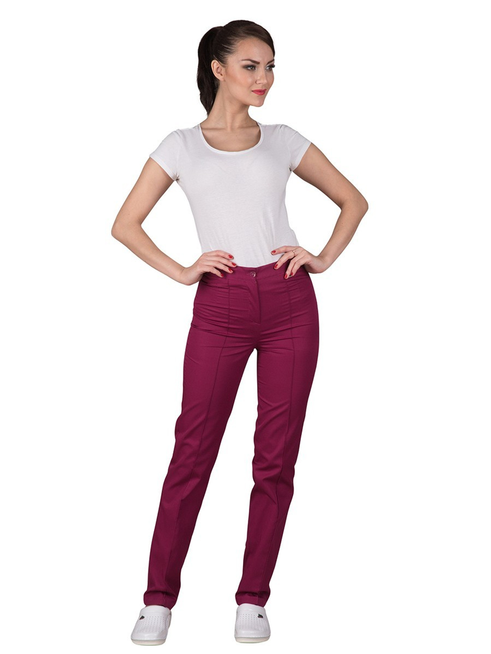 Закажите бордовые брюки медицинские Б-110 MediS.moda