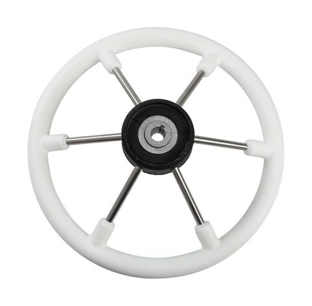 Рулевое колесо LEADER PLAST белый обод серебряные спицы д. 360 мм