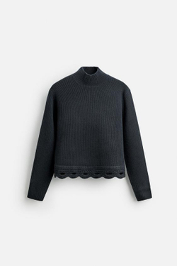 ZARA X NANUSHKA ВЯЗАНЫЙ СВИТЕР, ТЕМНО-СИНИЙ