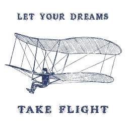 Print PewPewCat Let your dreams take flight синий