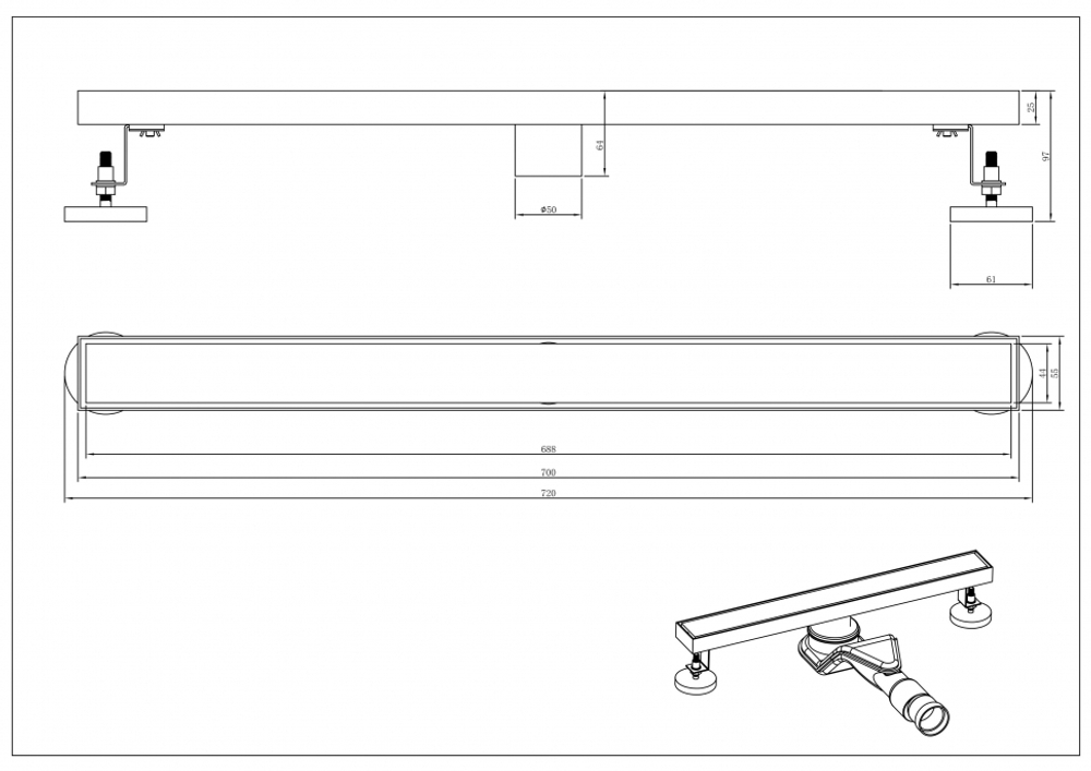 Трап для душа Grocenberg T700MG Матовое золото