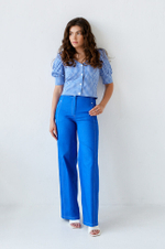 22840 Блузка женская (синий клетка)