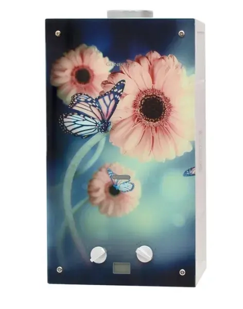 Водонагреватель газовый GENBERG Декор-Eco 210.01 Цветы, 10 л/мин, 20 кВт