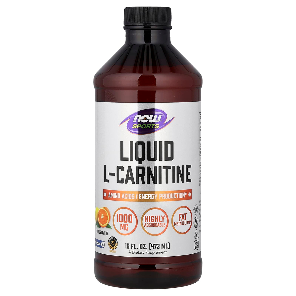 NOW Foods, Sports, L-карнитин в жидкой форме, с цитрусовым вкусом, 473 мл (16 жидк. унций)