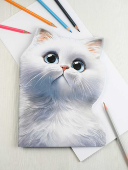 Тетрадь 40л арт. 69727/МЕЧТАЮЩИЙ КОТ /180х255 мм, фигурная вырубка, мягкий переплёт (2 скобы). вн.блок - белый офсет, точка. Обложка - мелованный картон 190 г/м²,