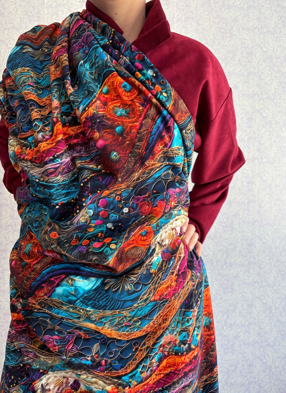 РАЗНОЦВЕТНЫЕ УЗОРЫ - Кулирка с лайкрой, компакт пенье (ДЖ72 Маша)